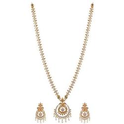 Tarinika Indian Traditional Nakshatra CZ Long Necklace set for women and Girl - White Red Green