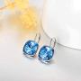 AOBOCO Sterling Silver Leverback Earrings Embellished with Crystals from Austria, Hypoallergenic Cushion Cut Square Crystal Earrings, Fine Anniversary Birthday Jewelry Gifts for Women