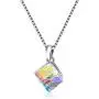 Uloveido Girls Square Cube Authentic Austrian Crystal Hook Earrings and Rainbow Necklace Sets for Women - 925 Sterling Silver Wedding Engagement Jewelry Sets Box Packing Y418