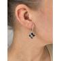 Mother of Pearl or Black Onyx Flower Dangle Drop Earrings for Women with Cubic Zirconia in 925 Sterling Silver Hinged Back by Lavari Jewelers