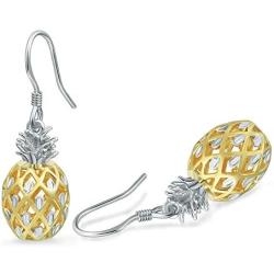 RoseJeopal Pineapple Dangle Earring S925 Hook Hawaiian Hypoallergenic Earring Jewelry for Women Girl