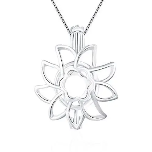 LGSY Sterling Silver Edelweiss Pearl Cage Pendants for Women, Design Pearl Cage Pendants for Pearl Jewelry Making, Essential Oil Diffuser Lockets for Pearl Jewelry LGSY Sterling Silver Edelweiss Pearl Cage Pendants for Women, Design Pearl Cage Pendants for Pearl Jewelry Making, Essential Oil Diffuser Lockets for Pearl Jewelry