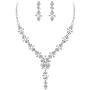 EVER FAITH Ivory Color Simulated Pearl Austrian Crystal Wedding Flower Necklace Earrings Set Clear