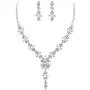 EVER FAITH Ivory Color Simulated Pearl Austrian Crystal Wedding Flower Necklace Earrings Set Clear