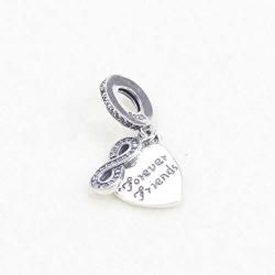 Beauty Heart Infinite Friend Charm 925 Sterling Silver Friendship Friend Forever Dangle Beads Fit Necklace and Bracelet