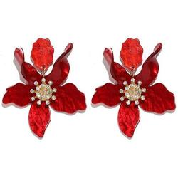 Tiande Bohemian Luxury Oversize Resin Big Flower Earrings For Women Stainless Steel Crystal Jewelry