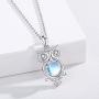Owl Gifts for Women Girls 925 Sterling Silver Owl Necklace Moonstone Pendant Necklace Owl Jewelry Gift for Owl Lovers Women