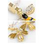 Gold Plated Bee Stud Dangle Drop Earrings for Women Girls Yellow Flower Crystal Jewelry by SUNSCSC