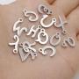 Frodete Luxury 26 Letters Stainless Steel Silver Color Necklace Dangle Earrings Women Alfabet Initial Bridal Wedding Jewelry Sets