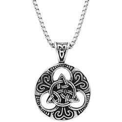 Rosemarie Collections Mens Celtic Trinity Knot Medallion Pendant Stainless Steel Necklace
