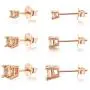 Rose Gold Stud Earrings for Women Men Girls- 3 Pairs of Hypoallergenic Sterling Silver Small Cubic Zirconia Earrings Set