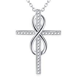 MONGAS Infinity Cross Necklace 925 Sterling Silver Cross Infinity Jewelry for Women
