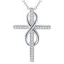 MONGAS Infinity Cross Necklace 925 Sterling Silver Cross Infinity Jewelry for Women