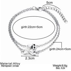 Double Chain Tiny Initial Letter Endless Love Infinity Symbol Pendant Wrist Bracelet Fashion Barefoot Anklet Holilday Beach Jewelry A to Z for Chose