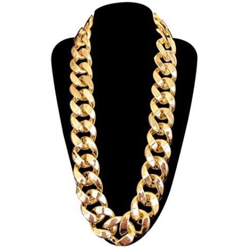 DaNaRaa Mens Chunky Necklace, Rapper Fake Gold Chain 90s Hip Hop Fake Gold Necklace Costume Accessory (27.5 Inches1.37inches)