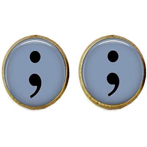 SEMI Colon Earrings,Suicide Awareness, Depression Awareness,My Storys Not Over, Art Jewelry,Charm Jewelry Friend Gift