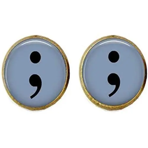 SEMI Colon Earrings,Suicide Awareness, Depression Awareness,My Storys Not Over, Art Jewelry,Charm Jewelry Friend Gift