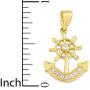 10k Real Solid Gold Anchor Pendant Set with CZ Stones, Hope Charm Sailor Gift for Any Special Occasion