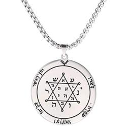 VASSAGO The Second Pentacle of Jupiter Key of Solomon Seal Pendant Necklace Stainless Steel Kabbalah Pagan Talisman Jewelry for Men and Women