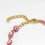 2Pcs Trendy 14k Gold Plated Colorful Difform Cute Circle Evil Eye Beaded Lucky Protection Necklaces Amulet Bracelets Set for Women Girls Popular Jewelry