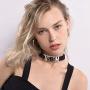U7 Thick Choker for Women Girls Punk Gothic Jewelry Custom Any Initials Name Charm Personalized Black PU Leather Choker Collar Necklaces, Adjustable, with Gift Box
