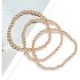 Beaded Bracelet for Women Stack 14 K Real Gold Ball Beads Bracelet Elastic String Friendship Bracelets Set Dainty Stretch Bracelets Jewelry for Men Girls