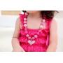 vcmart Girls Gilitter Heart Chunky Bubblegum Bead Necklace & Bracelet Set Fashion Jewelry Pendant with Gift Box