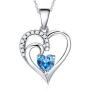 Birthstone Necklaces for Women Sterling Silver Birthstone Cubic Zirconia CZ Heart Pendant Necklace Fashion Jewelry Anniversary Birthday Gifts for Girls Her Mom Wife Daughter Yourself, 16+2 Inch