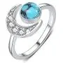 CUOKA MIRACLE Moon Ring, S925 Sterling Silver Crescent Moon Ring Open Ring Adjustable Ring Gift for Women