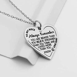 Ankiyabe Niece Inspirational Gifts Necklace Engraved Message Heart Pendant Necklace Encouragement Niece Gift from Aunt Uncle