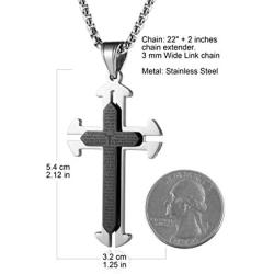 HZMAN Mens Carved Jesus Christ Crucifix Cross Lords Prayer Stainless Steel Pendant Necklace