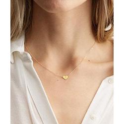 Glimmerst Heart Initial Necklace, 18K Gold Plated Stainless Steel Tiny Heart Letter Necklace Dainty Small Lovely Heart Pendant Personalized Name Necklace for Women Girls