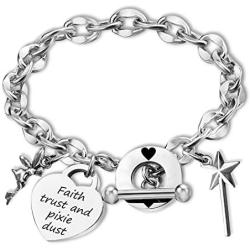 G-Ahora Tinkerbell Bracelet Faith Trust and Pixie Dust Tinkerbell Jewerly Gifts for Women Girls Disney Bracelets