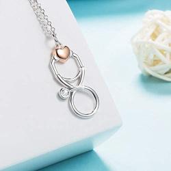 JZCOLOR 925 Sterling Silver Unique Doctor Nurse Stethoscope Simple Infinity Charm Heart Pendant Necklaces Jewelry Gifts for Doctor Nurse