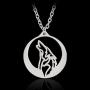 Round Howling Wolf Totem Necklace Pendant with Chain for Men and Women Animal Movie Jewelry