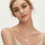 YL Womens Constellation Jewelry Sterling Silver Zodiac Necklace Astrology Coin Disc Horoscope Pendant with 18K White/Rose Gold Plated