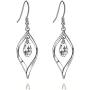 18K Gold-Plated 925 Sterling Silver Swarovski Crystal Twist Leaf Fashion Dangle Earrings for Women