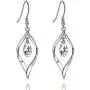 18K Gold-Plated 925 Sterling Silver Swarovski Crystal Twist Leaf Fashion Dangle Earrings for Women