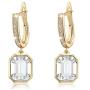 Swarovski Crystal Octagon Leverback Drop Earrings for Women 14K Gold Plated Hypoallergenic Jewelry