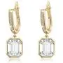 Swarovski Crystal Octagon Leverback Drop Earrings for Women 14K Gold Plated Hypoallergenic Jewelry