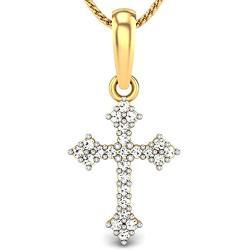 Moissanite Gold Necklace Pendant Cross Necklace for Women Simple Dainty Pendant Necklace Solid Gold 10k 14k 18k