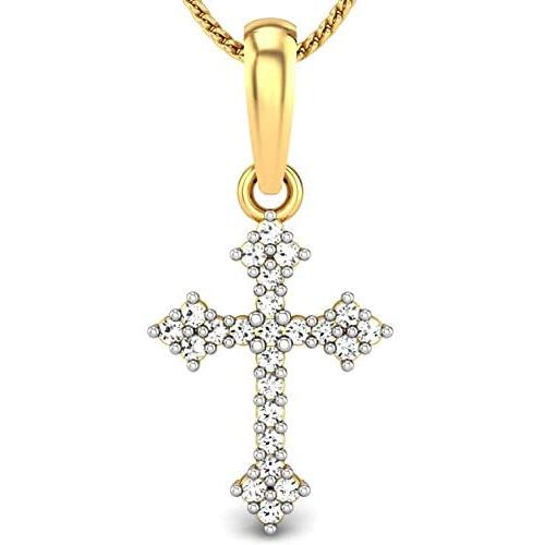 Moissanite Gold Necklace Pendant Cross Necklace for Women Simple Dainty Pendant Necklace Solid Gold 10k 14k 18k