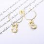 Sllaiss Sterling Silver Charm Bamboo Initial Earrings For Women Men 26 A-Z Capital Alphabet Earrings Open Half Circle Drop Dangle Letter Earrings Semi-Hoop 18K Gold Plated
