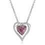 Multi-Gemstone Layered Double Heart Pendant and Natural Diamond Accent Women Jewelry Anniversary Birthday Valentines