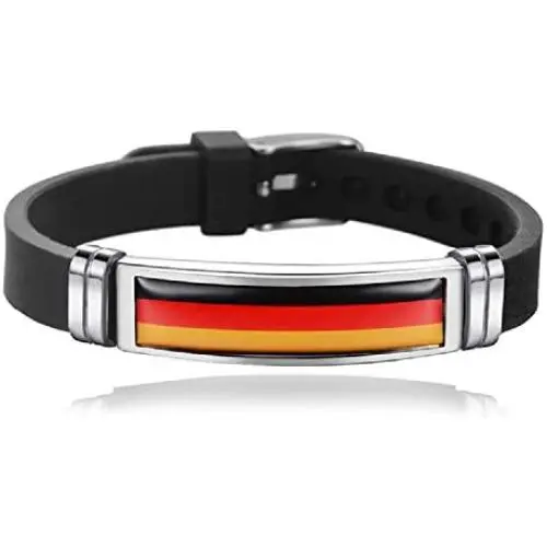 TAGOMEI National Flag Silicone Bracelet Wristband Stainless Steel Adjustable Size Wristband Bracelet for Soccer Fans TAGOMEI National Flag Silicone Bracelet Wristband Stainless Steel Adjustable Size Wristband Bracelet for Soccer Fans