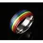 MINO Fashion Titanium Steel Silver Gold Rings Soft Enamel Rainbow Color Wedding Band for Lesbian& Gay MINO Fashion Titanium Steel Silver Gold Rings Soft Enamel Rainbow Color Wedding Band for Lesbian& Gay