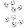 2 Pairs Stud Earrings Set,Hypoallergenic Double Round Cubic Zirconia 316L Stainless Steel Screw back Earrings for Men,Women,Boys & Girls 2 Pairs Stud Earrings Set,Hypoallergenic Double Round Cubic Zirconia 316L Stainless Steel Screw back Earrings for Men,Women,Boys & Girls