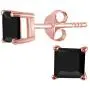 Lanroque Sterling Silver 6mm Princess Cut Cubic Zirconia Stud Earrings for Men and Women (Black CZ Rose Gold) Lanroque Sterling Silver 6mm Princess Cut Cubic Zirconia Stud Earrings for Men and Women (Black CZ Rose Gold)