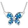 FANCIME Sterling Silver Butterfly Necklace September Birthstone Blue Cubic Zirconia Created Sapphire Dainty Pendant Fine Jewelry for Women Girls 16''+2''