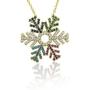 Dahi Shop Snowflake Necklace Delivered in Gift Box 16'' Gold-Tone Chain+2'' Extender Multi Color Winter Theme Modern Fashion Gemstone Handmade Jewelry